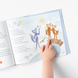 Weathering the Storm Hardcover Book open with child pointing to ilustration