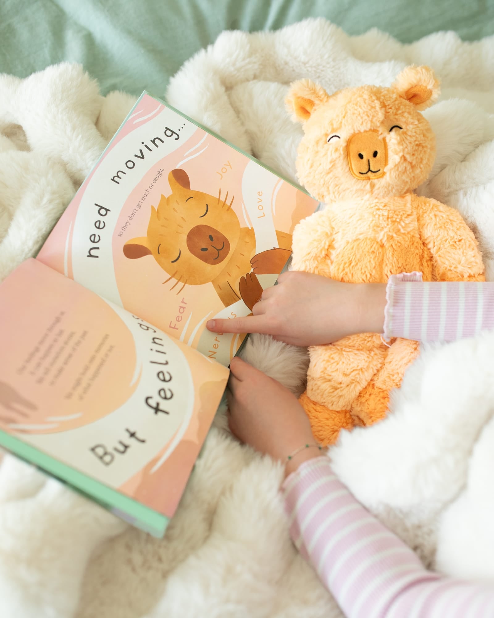 Calm With Capybara | Coral Weighted Kin with Interactive Book