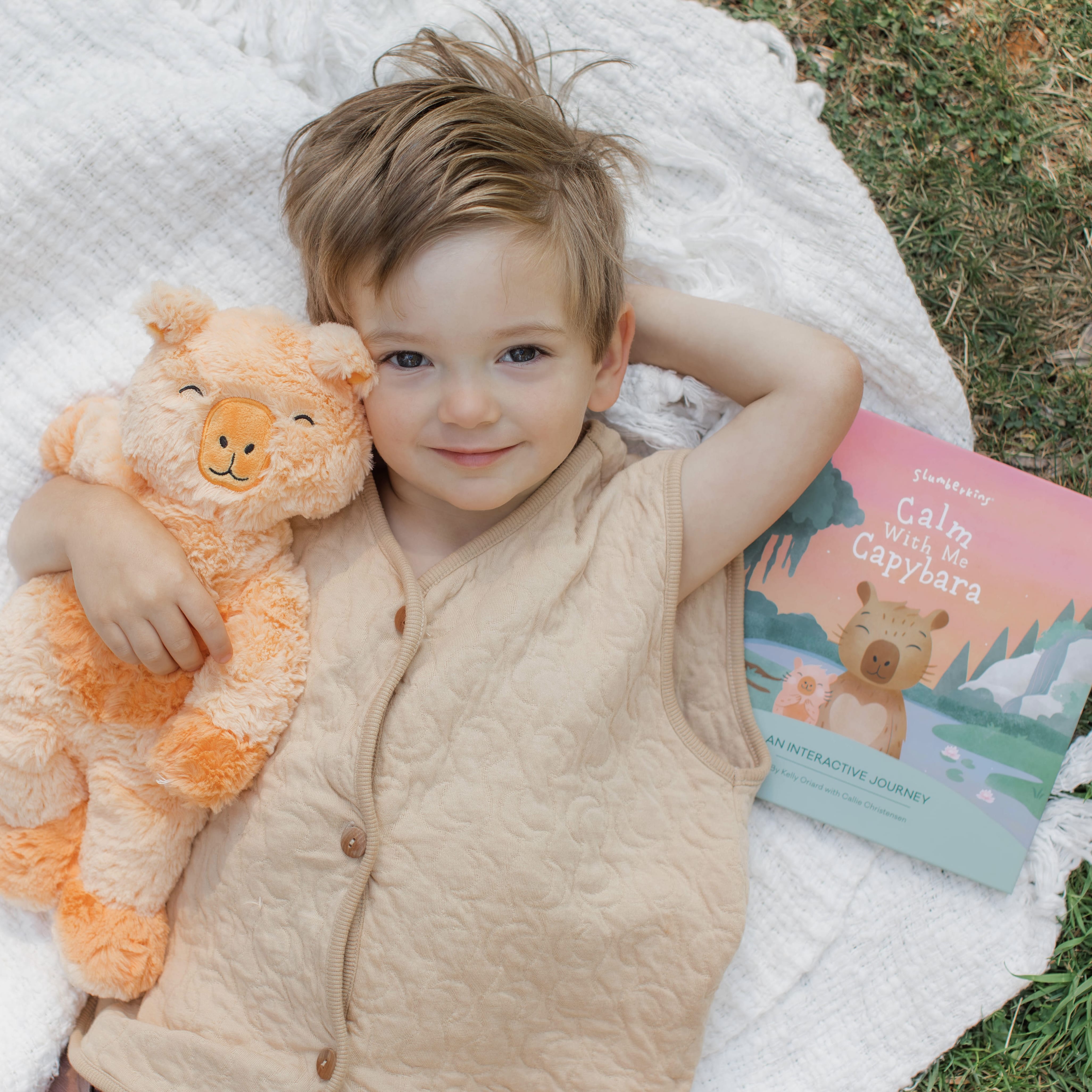Calm With Capybara | Coral Weighted Kin with Interactive Book