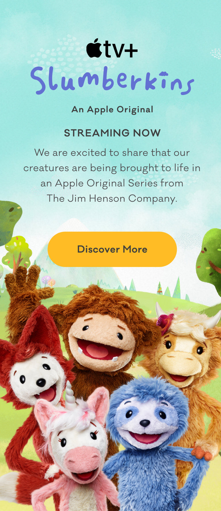 Join Fox, Bigfoot, Sloth, Unicorn, and Yak on Apple TV+