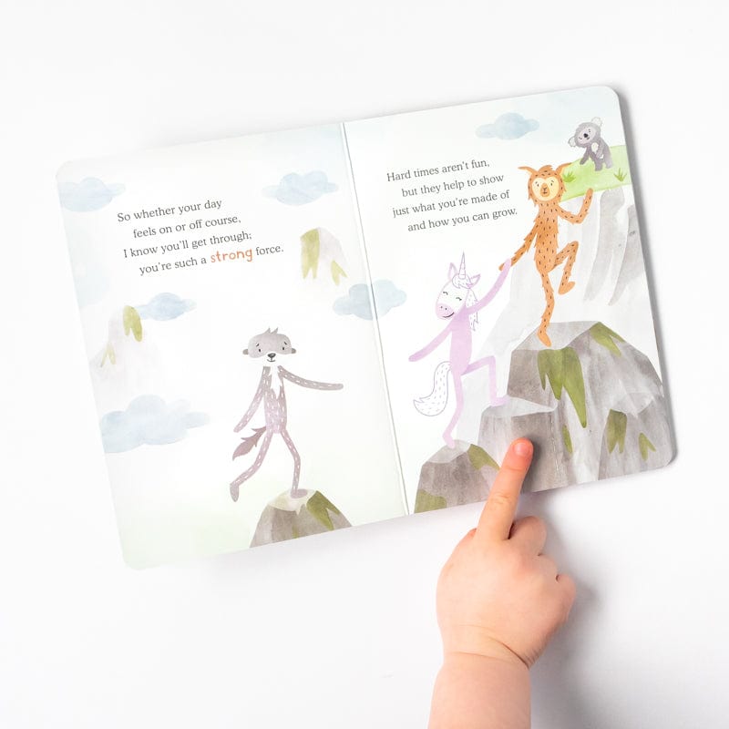 Alpaca Will Be There Board Book open with a child pointing to illustration - View Product