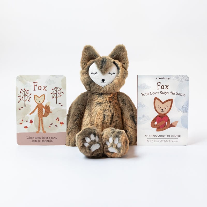 Brown Fox stuffed animal with Fox Your Love Stays the Same Board Book and Affirmation Card supporting Change for kids - View Product