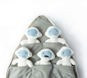 The five feels tucked away in their individual pocket inside the zip-up mountain pillow