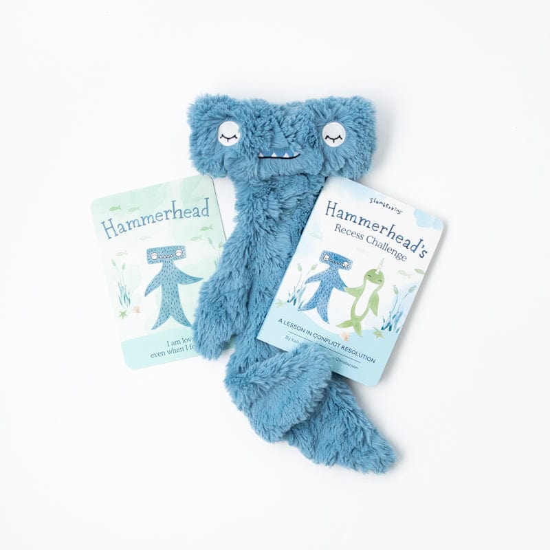 Conflict resolution Hammerhead plush animal with Hammerhead's Recess Challenge Board Book and Affirmation card for kids - View Product